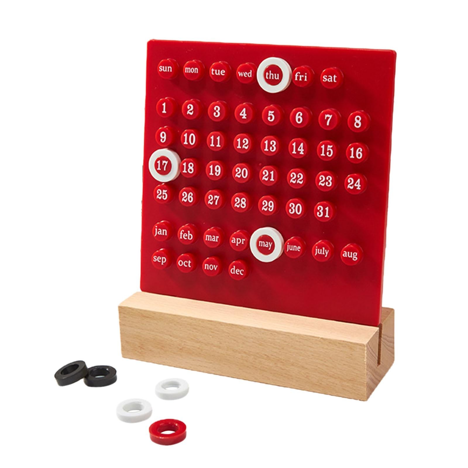 Desk Calendar Ornaments Educational Toy Desktop Date Planner Montessori Red