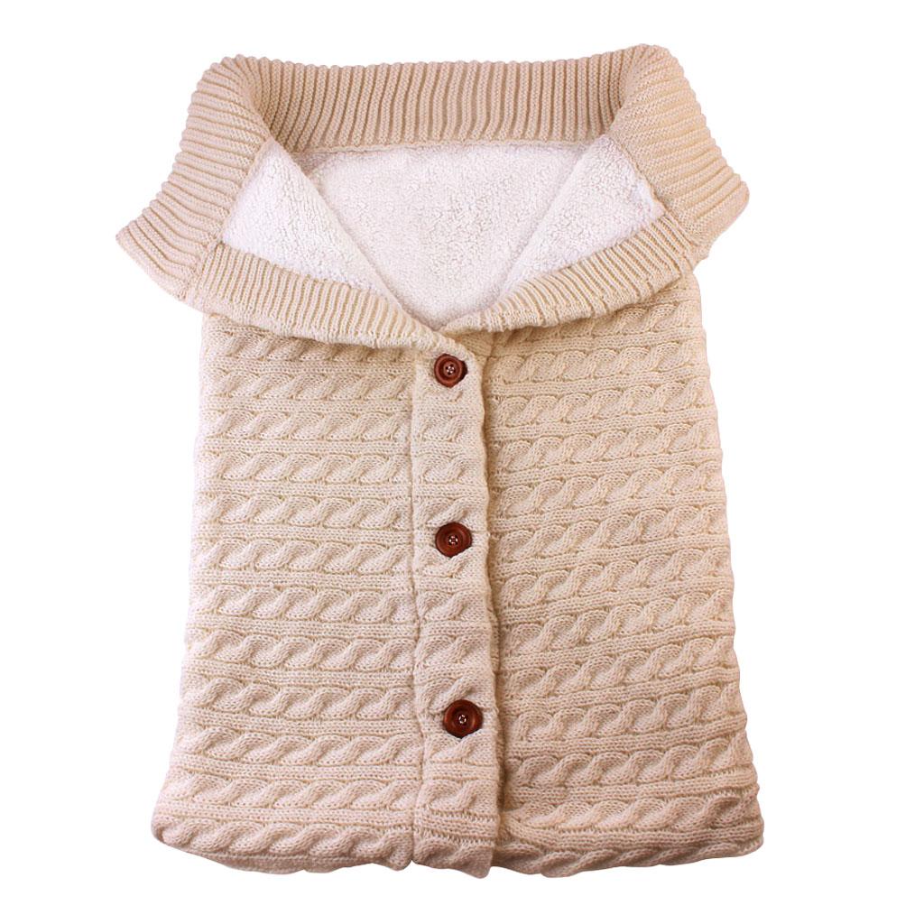 Baby Knit Swaddle Wrap Swaddling Blanket Winter Warm Sleeping Bag Beige