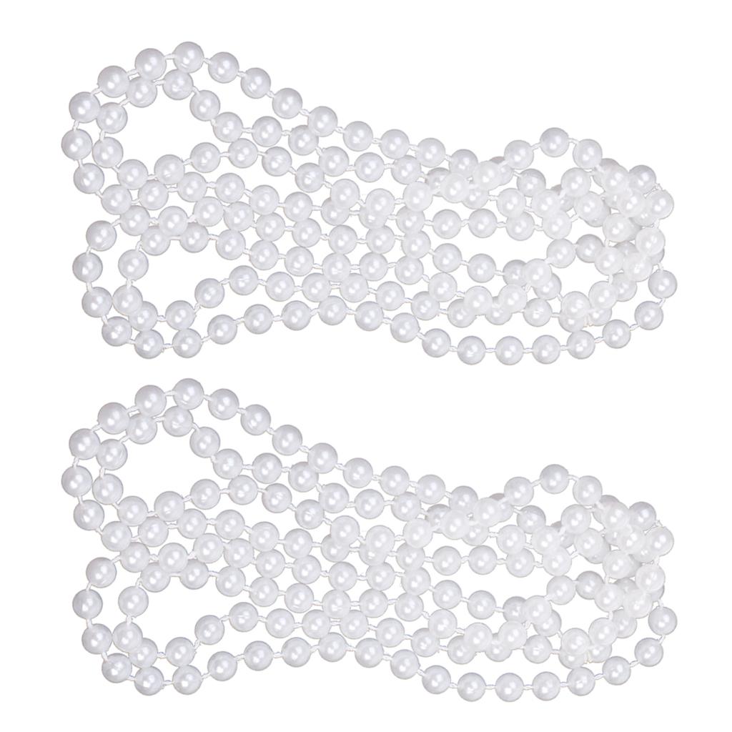 2pcs Women 7mm White Pearl Long Sweater Necklace Party Accessory