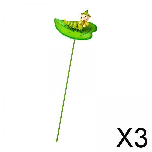 3xmetal flowers Stick Spring Outdoor decor Stake for Garden Bonsai Farms leaf