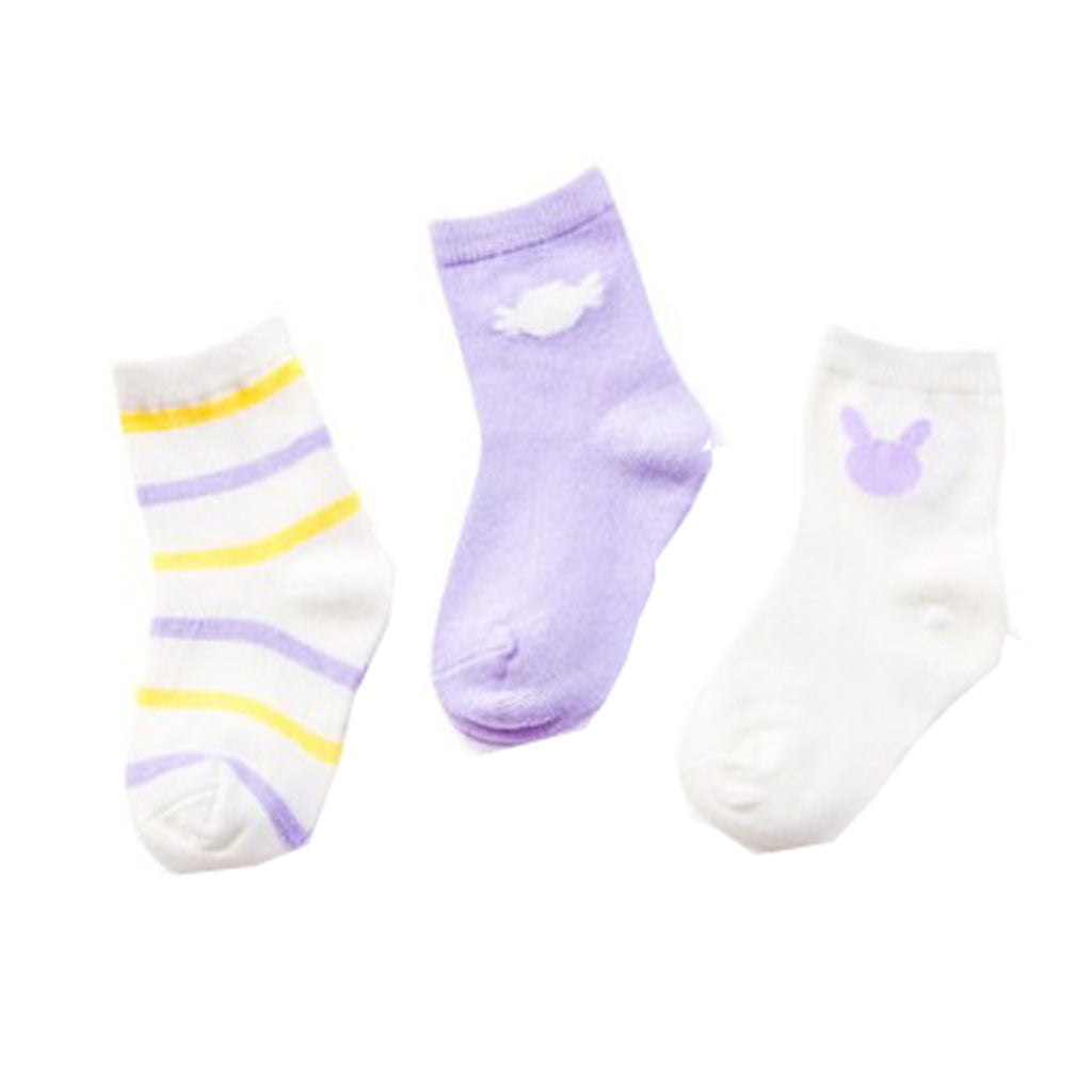 Newborn Baby Socks Spring and Autumn Middle Tube Child Socks Purple