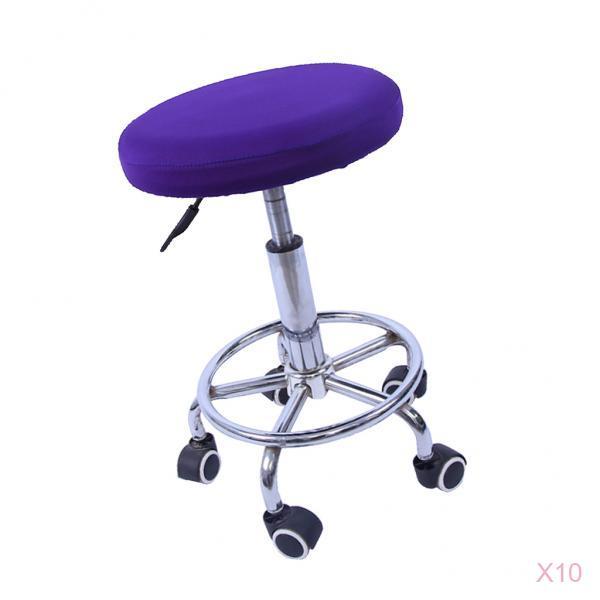 10 Pieces Elastic Bar Stool Covers Round Chair Seat Cover Cushion Purple
