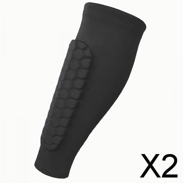 2xSoccer Shin Guards Football Leg Sleeves for Teens Adult Softball Volleyball black L