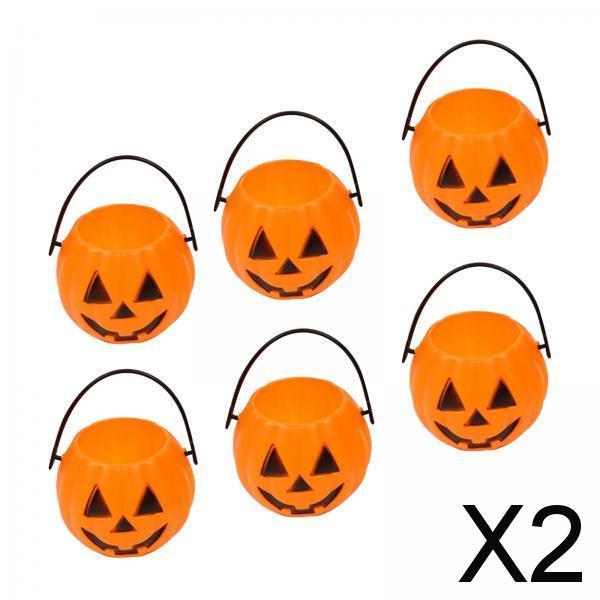 2x6x Halloween Pumpkin Buckets Props Decor for Favors Banquet Holiday