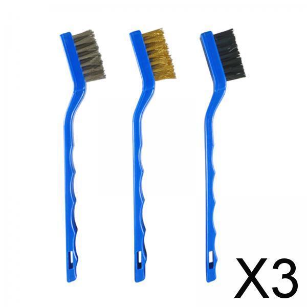 3x3 Pieces Mini Wire Cleaning Brush Set Gadgets Easy Storage for Engine