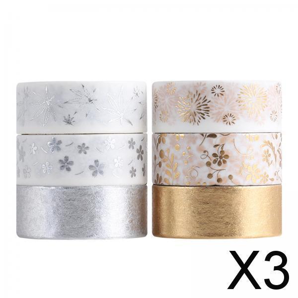 3xWashi Tape Set Sticker Gold/Silver Foil for Scrapbooking DIY Craft Planner