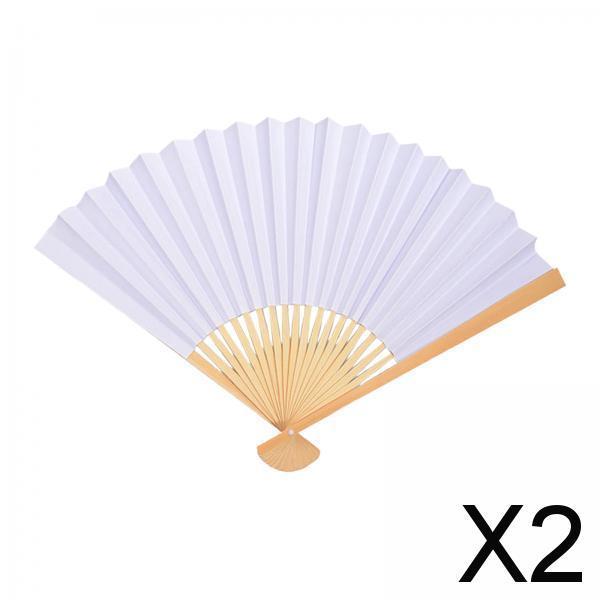2xBamboo Hand Held Fan Blank Handmade for Home Party Favors Preschool Supplies 10 Inch