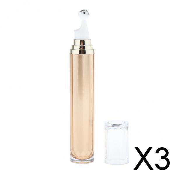 3x20ml Roll on Roller Bottle for Eye Cream Perfume Essential Oil Vials Golden