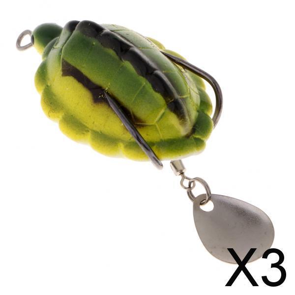 3xSoft Silicone Frog Fishing Lure Topwater Hook Baits Crankbaits Yellow