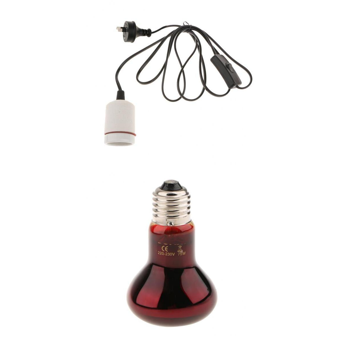 220V Reptile UVA Heat Light Bulb Night View E27 Heating Lamp-AU Plug 75W