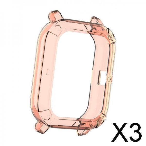 3xSmart Watch Screen Case Cover Bracelet Soft Protector for Amazfit GTS Pink