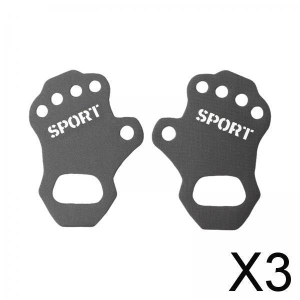 3xWorkout Gloves Hand Grips Weightlifting Grip Pads for Men Women Deadlift M Grey