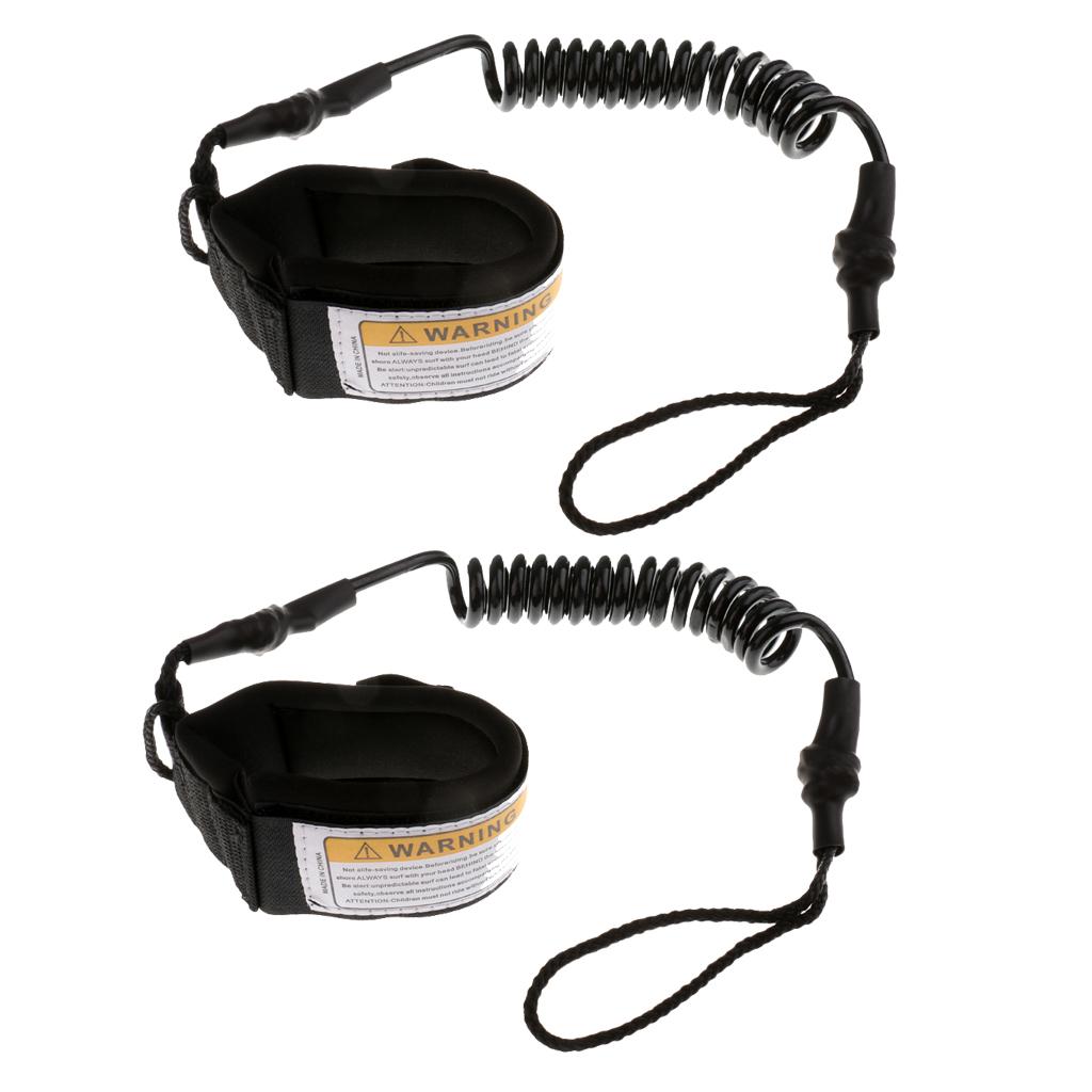 2Pcs Surfboard Longboard Leash 5' Coiled Stand-Up Paddle Board Leash SUP