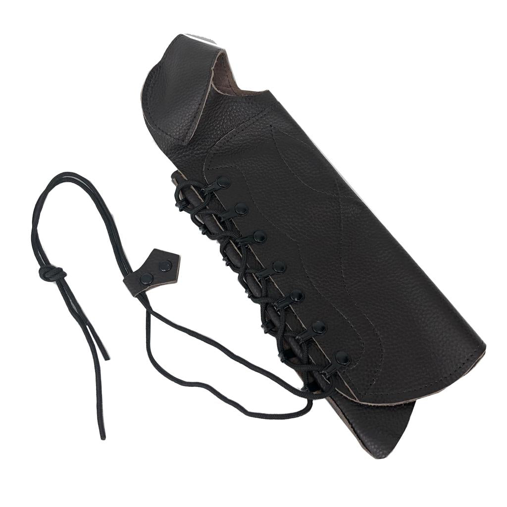 Black Cow Leather Shooting Archery Arm Guard Bow Protect Gear with Straps