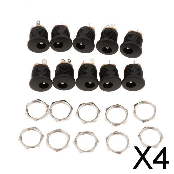4x10Pieces DC 5.5x2.5mm Power Supply Jack Socket and Screw Nuts