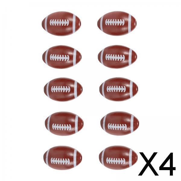 4x10Pcs Small Oval Wooden Beads Rugby Ball DIY for Jewelry Craft Making Kids