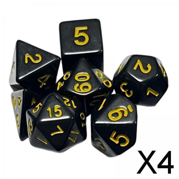 4x7Pcs Polyhedral Dices Set Entertainment Toy for Entertainment Party Supplies Yellow