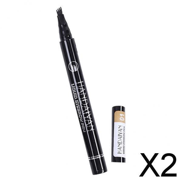 2xMicroblading Eyebrow Pen Micro-Fork Tip Waterproof Color 3D Four Point 1