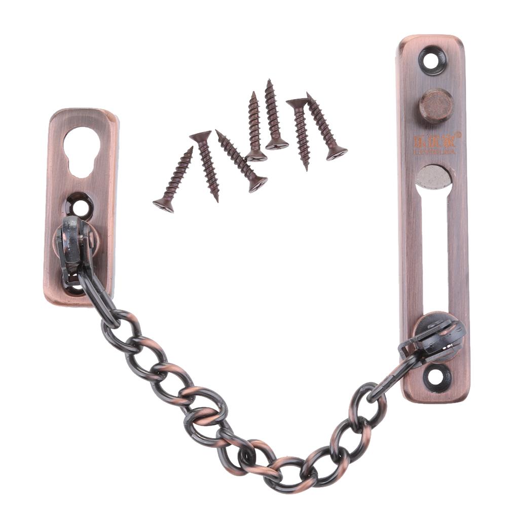 Stainless Steel Door Chain Guard Lock Bolt Swing Bar Home Security Bronze