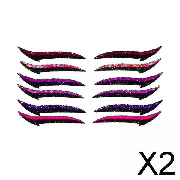 2xReusable Eyeliner Stickers Makeup Eyeshadow Cat Eye 6 Pair Pink+Purple