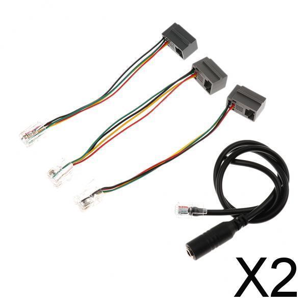 2x3.5mm Female Jack to 4P4C RJ9 Male Headset Phone Audio Adapter Cable
