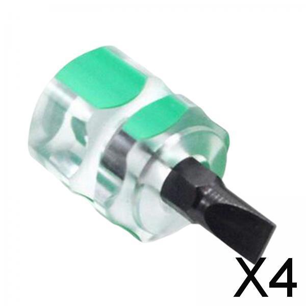 4xPortable Screwdriver Kit Repair Tools Transparent Handle Precision Repair Green
