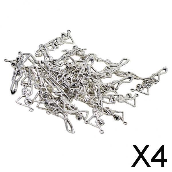 4x30 Pieces Human Skull Skeleton Body Halloween Charms Pendant DIY Jewelry