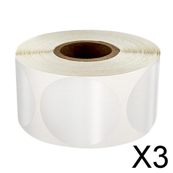 3x1 Roll of 500pcs Round Blank Kraft Stickers Self Adhesive Labels DIY Craft