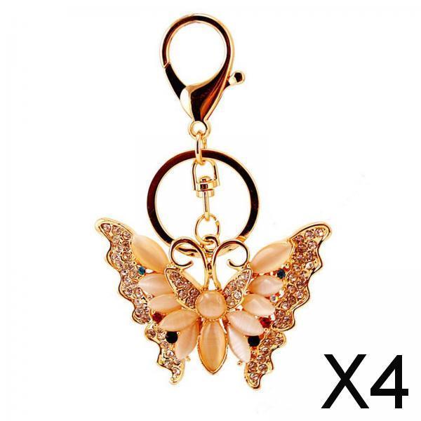 4xButterfly Keychain Gold Jewelry Accessory Backpack Keychains for Women Girls