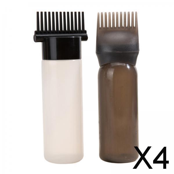 4x2x Root Comb Applicator Bottles Hair Dye Bottle Applicator Brushes for Salon Black