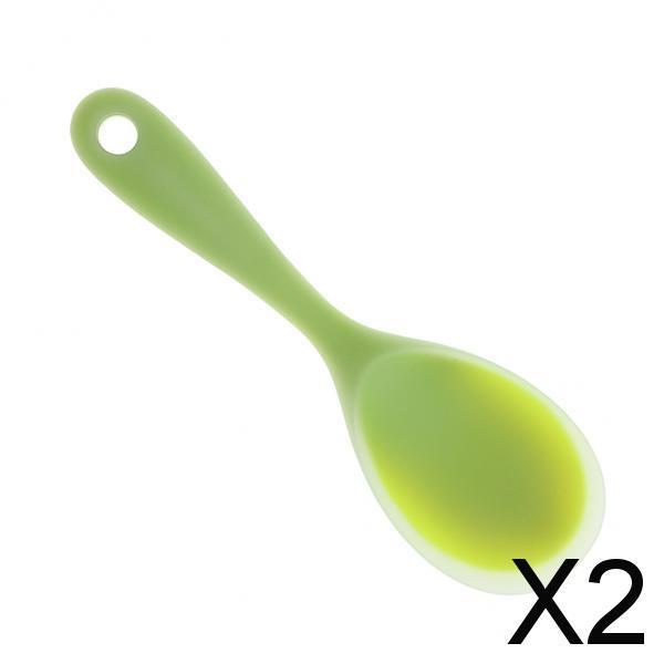 2xNon Stick Food Grade Silicone Rice Spoon Heat Resistant Scoop Salad  Green
