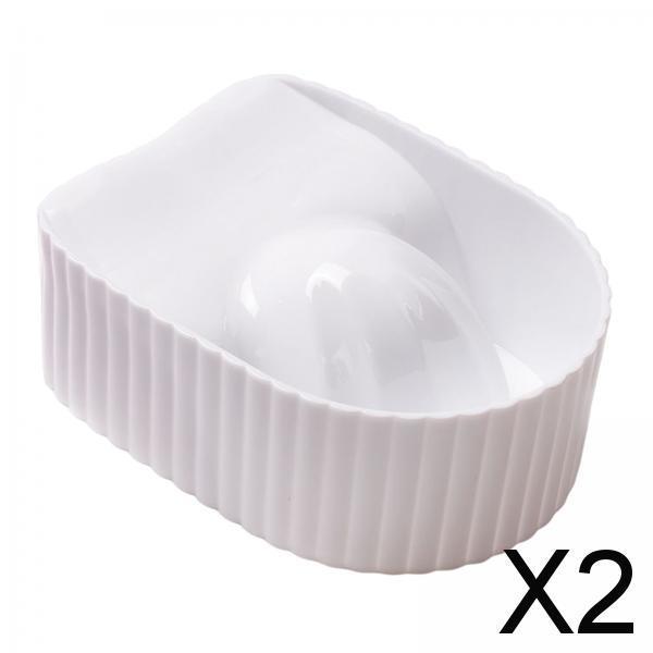2xNail Soaking Bowl Nail Art Tool Manicure SPA Remover Acrylic for Home Salon White