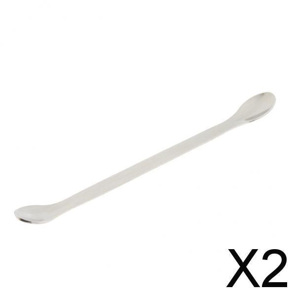 2xDouble-end Stainless Steel Dispensing Spoon/Spade Lab Scraper 20cm