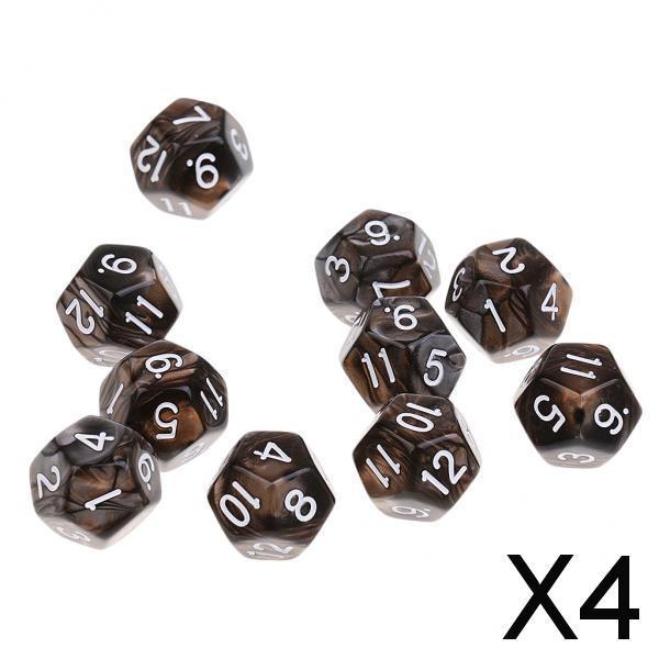 4x10pcs 12 Sided Dice D12 Polyhedral Dice for Dungeons and Dragons Table Games Coffee Gray
