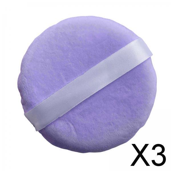 3xMakeup Setting Tool Makeup Puff Large Soft Round for Women Make up Purple