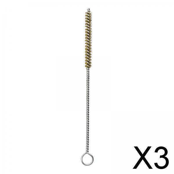 3xBrass Bristles Tube Cleaning Brush Metal Wire Brush for Sink Plumbing Sturdy 20cmx1.6cm