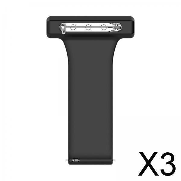 3xNurses Watch Fob Clip On Strap Watchband Bracelet Band Nurse Gift Black