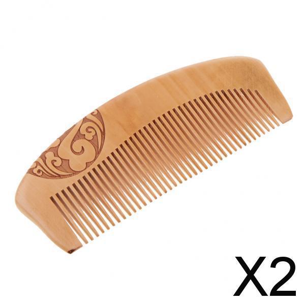 2xWood Fine Toothed Comb Antistatic Mahogany Combs Head Massage Wooden Brush D