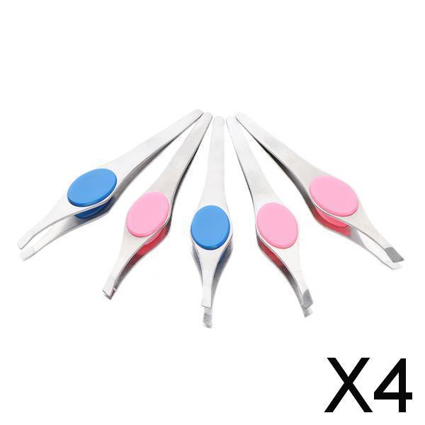 4x5x Stainless Slant Flat Tweezers for Eyebrow Shaping Facial Hair Removal 02