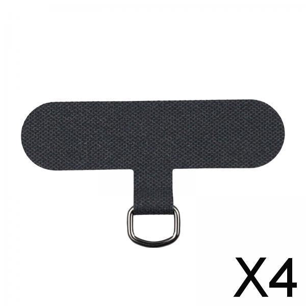 4xUniversal Phone Lanyard Patch with Metal Ring for Cellphone Case Black