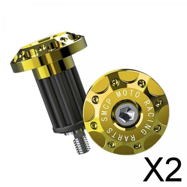 2x2Pcs Motorcycle Handle Bar End Grips Plug Caps CNC Aluminum Alloy  Gold