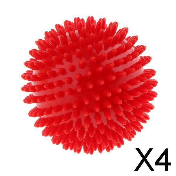 4xSpiky Massage Ball Body Trigger Point Acupuncture Soreness Pain Relief Red