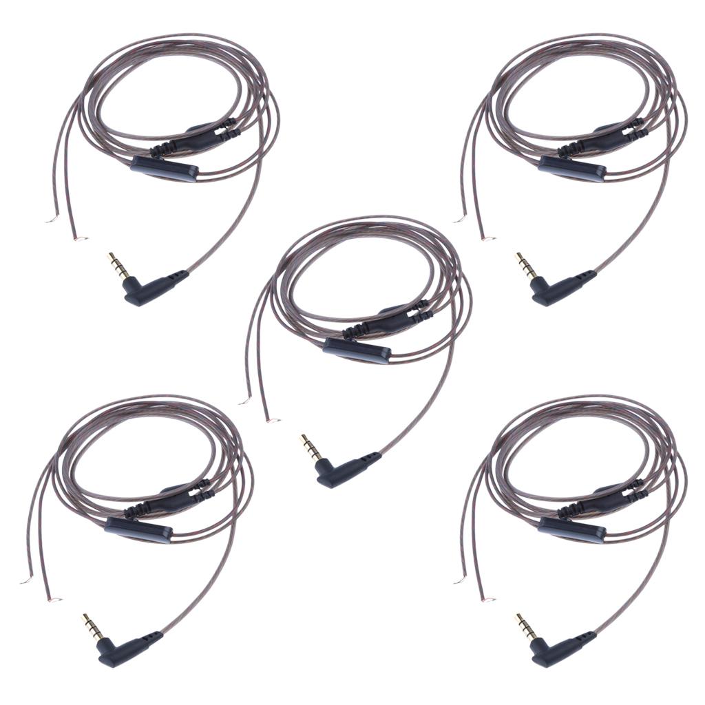 5Pieces 3.5mm Earphone Audio Cable with Mic Repair Headphone Wire Semi-Clear