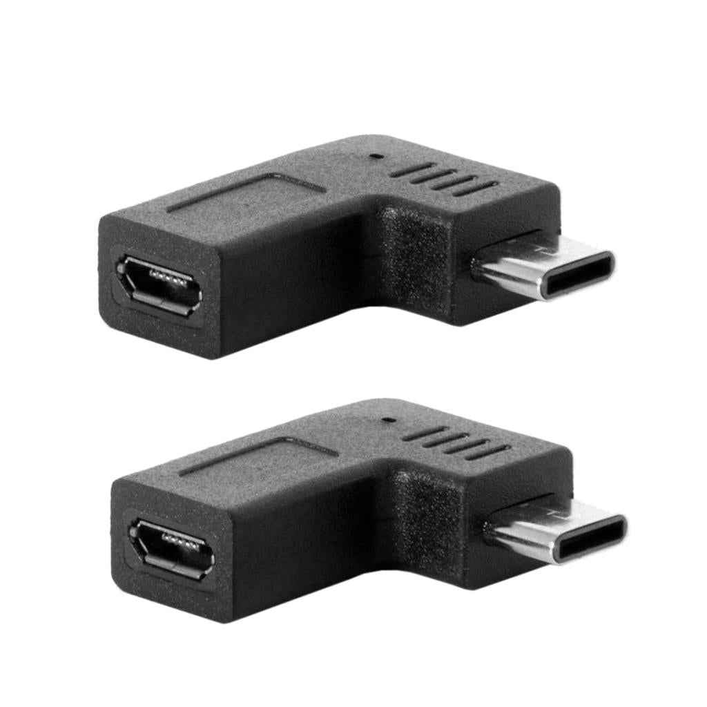 Type C to Micro-USB Adapter 2 Pack 90 Degree Type-C Female to Micro-USB Male Right & Left Angle Adapter (Type C to Mic R & L)