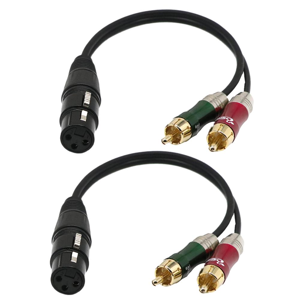 2 Pieces 1 XLR Female to 2 RCA Male Stereo Plug Adapter Cable