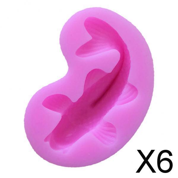 6x3D Carp Fish Silicone Cake Mold Fondant Mould Decorating Ice Baking Tool DIY