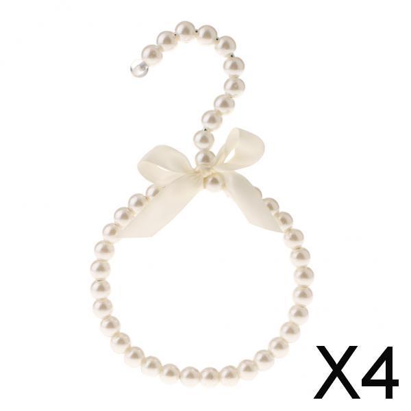 4xBeaded Bow Scarf Tie Towel Hanger Hook Holder  White with Bowknot