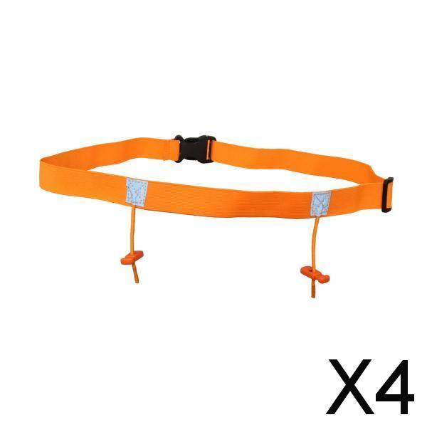 4xReflective Tape Cycling Race Number Belt Triathlon Waist Belt Night Running Orange