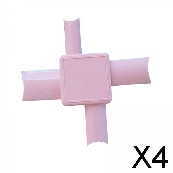 4xPlastic French Nail Tip Nail Applicator DIY Plate Fingers Toes Manicure Pink