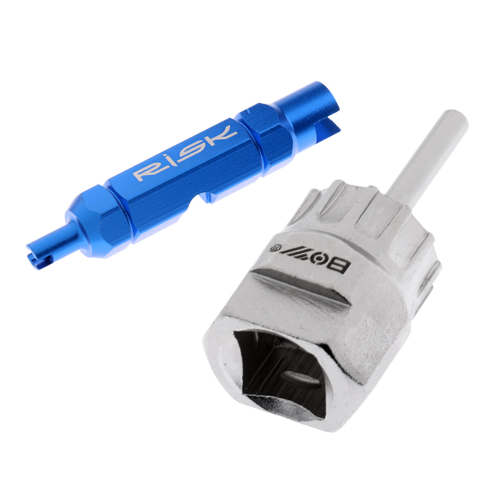 Bike Bicycle Cassette Flywheel Lockring Remover Tool + Valve Core Extractor